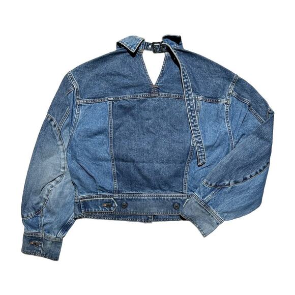 Signal Noise Backstrap cut out cropped denim jacket - Picture 2 of 5